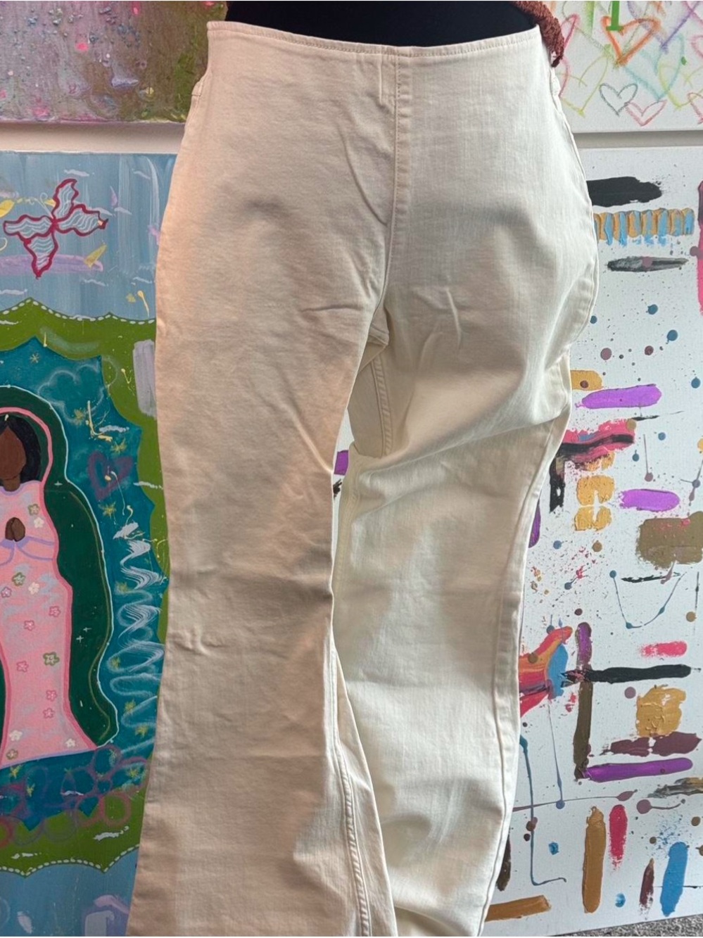 Free People Cream Boot Cut Pants
